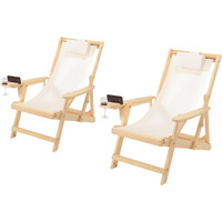 Romantic Collection Canvas Sling Chair with Cup and Wine Holder (Set of 2)