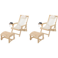 Romantic Collection Canvas Sling Chair with Cup and Wine Holder and Ottoman (Set of 4)