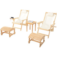 Romantic Collection Canvas Sling Chair with Cup and Wine Holder and Ottoman (Set of 5)