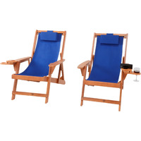Romantic Collection Canvas Sling Chair with Cup and Wine Holder (Set of 2)
