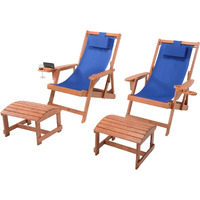 Romantic Collection Canvas Sling Chair with Cup and Wine Holder and Ottoman (Set of 4)