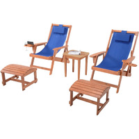 Romantic Collection Canvas Sling Chair with Cup and Wine Holder and Ottoman (Set of 5)