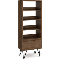 Chase SOLID ACACIA WOOD Tall Bookcase in Rustic Natural Aged Brown
