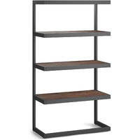 Erina SOLID ACACIA WOOD Bookcase in Distressed Charcoal Brown