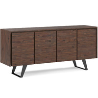 Lowry Large 4 Door Sideboard Buffet in Distressed Charcoal Brown