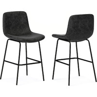 Jolie Counter Height Stool (Set of 2) in Distressed Charcoal Grey Faux Leather