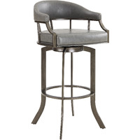 Blake 30 Inch Modern Vegan Faux Leather Bar Stool, Swivel, Metal Legs, Gray
