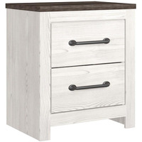 Jule 25 Inch Modern Rustic Wood Nightstand, 2 Tone, Gray Plank Top, White