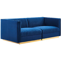 Sanguine Channel Tufted Performance Velvet Modular Sectional Sofa Loveseat