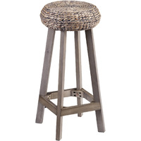 Rutina Round Backless Water Hyacinth 30" Barstools 2pc Set - Weathered Gray