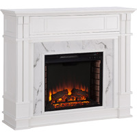 Highgate Faux Cararra Marble Electric Media Fireplace - White
