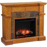 Cartwright Corner Convertible Touch Screen Electric Fireplace with Faux Stone Surround