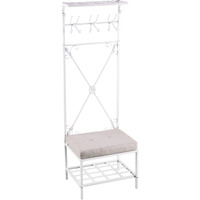 Dovanti Entryway Hall Tree Bench with Storage - Distressed White