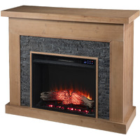Standlon Touch Screen Electric Fireplace with Faux Stone Surround