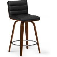 Roland Counter Height Stool in Black Faux Leather