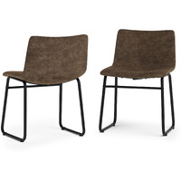 Warner Dining Chair (Set of 2) in Distressed Brown Faux Leather