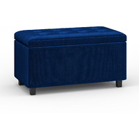 Cosmopolitan Storage Ottoman in Blue Velvet Fabric