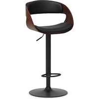 Archer Bentwood Adjustable Bar Stool in Black Faux Leather