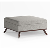 Owen Square Coffee Table Storage Ottoman in Cloud Grey Polyester Fabric