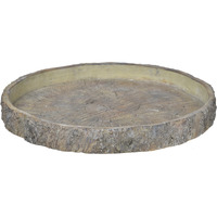Decorative Cemented Log Plate with Distressed Details, Gray