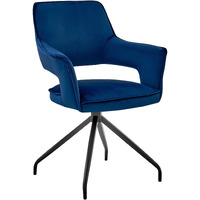 Velvet Upholstered Contemporary Accent Chair, Black and Blue