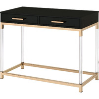 Metal Base Framed Console Table, Black and Gold