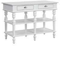 Kitchen Island with Artificial Marble Top and Turned Legs, White