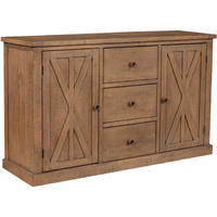 Tess 60 Inch Sideboard Buffet Cabinet Console, 3 Drawers, 2 Doors, Brown