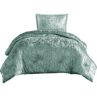 Jay 2 Piece Twin Comforter Set, Polyester Velvet Deluxe Texture, Green