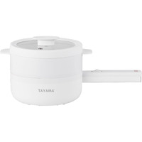 Tayama 1.5 Qt. White Electric Multi-Cooker Cooking Pot with Food Steamer