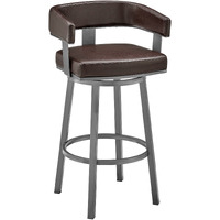 Lorin 30" Bar Height Swivel Bar Stool in Java Brown Finish and Chocolate Faux Leather