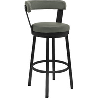 Bryant 30" Bar Height Swivel Bar Stool in Black Finish and Gray Faux Leather