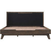 Astoria King Platform Bed Frame in Oak with Black Faux Leather