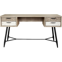 Bridges 4 Drawer Desk in Two Tone Acacia Wood