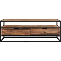 Ludgate Rectangle Coffee Table with Shelf in Acacia and Black Metal