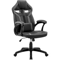Aspect Adjustable Racing Gaming Chair in Black Faux Leather and Dark Grey Mesh with Lumbar Support Pillow
