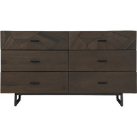 Marquis 6 Drawer Oak Wood Dresser with Black Metal Legs
