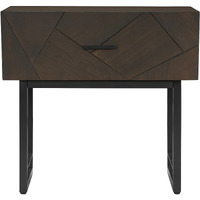 Marquis 1 Drawer Oak Wood Nighstand with Black Metal Legs