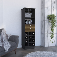 Classic Bar Cabinet, Two Drawers, Twelve Wine Cubbies