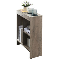 Aransas Side Sofa Table With 2 Cup Holders & Magazine Storage, Walnut Wood