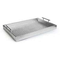 Alligator Silver Finished Rectangular Serveware Tray With Metal Handles 14X19"