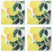 Meyer Lemons Set of 4 Glass Coasters 4 X 4"
