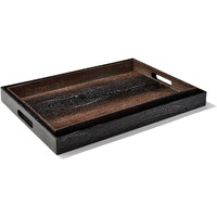 Walnut Wood  Finished Set of 2 Rectangular Serveware Trays & Handles 14X19'', 12X18''