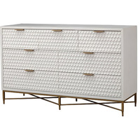 Honeycomb Design 7 Drawer Dresser with Metal Legs, White
