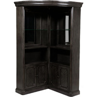 Wooden Bar Cabinet with Glass Shelves, Brown