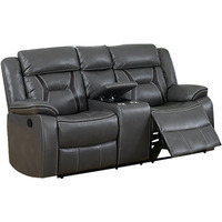 73 Inches Leatherette Motion Loveseat with Console, Gray