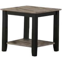 Wooden End Table with One Open Shelf, Black and Gray
