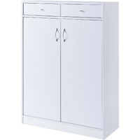 47 Inch 2 Door Wooden Shoe Cabinet, White