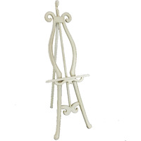 Lui 65 Inch Classic Wood Easel Stand, Carved Details, Hand Painted, Ivory