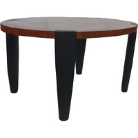Max 35 Inch Oval Top Coffee Table, Mango Wood, Iron Frame, Brown, Black